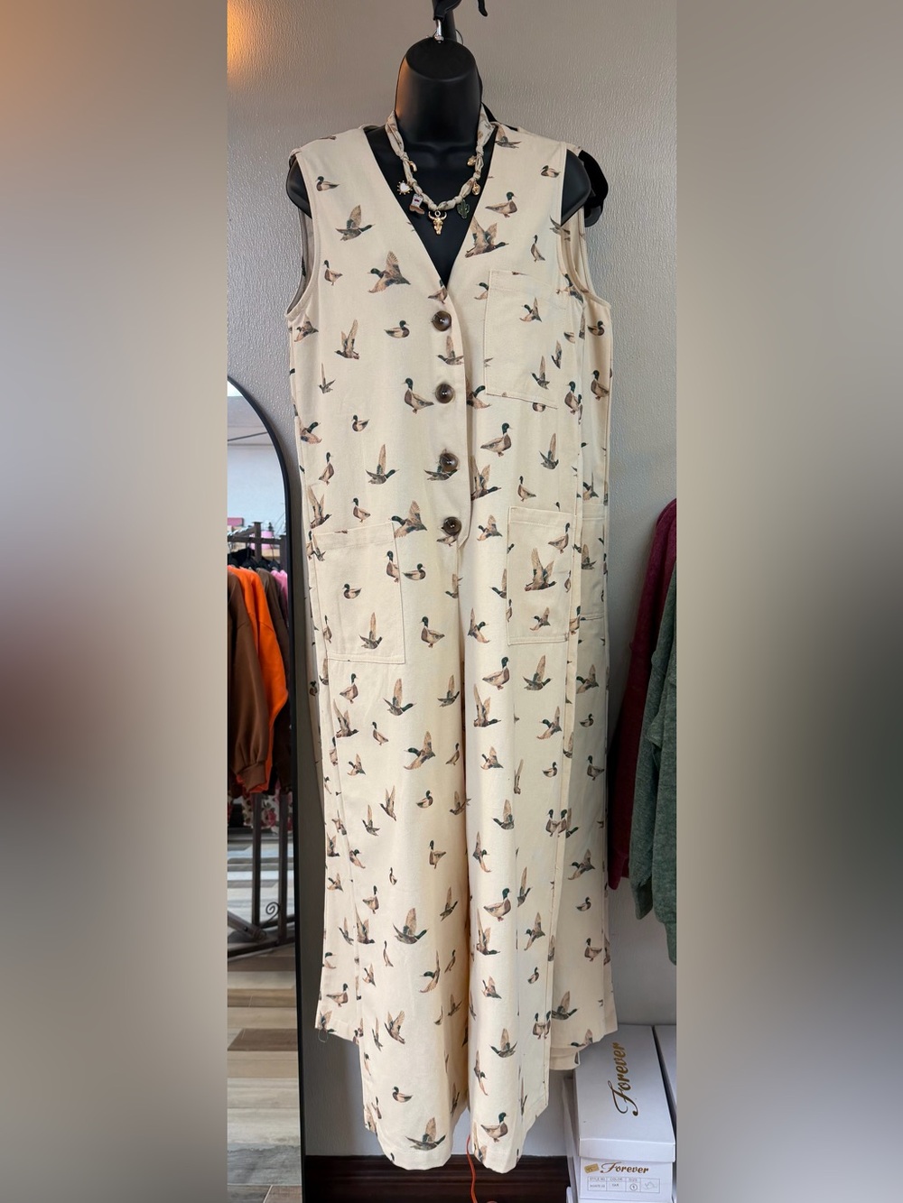 So Me Cream Jumpsuit with Duck Print